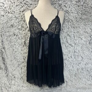 Victoria's Secret Black Lace & Chiffon Babydoll Chemise